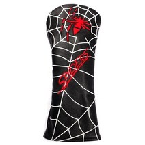 골프 아이언 헤드 커버 세트 골프채 커버 세트 골프체 블랙 pu 가죽 스파이더 자수 클럽 타이틀리스트 드라이버 페어웨이 우드 하이버드 블레이드 라지 말렛 퍼터, 1D 커버