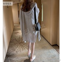 튜닉 셔츠 오버핏 후드 체크 긴팔 코트 뉴타임즈 C31 C082B152