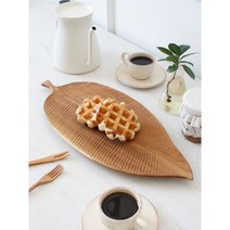 티크 나뭇잎 카빙 우드 접시 트레이 서빙 플레이트 다과 접시 주방 인테리어소품, 랜덤발송