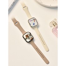 애플워치 9 슬림 실리콘 스트랩 스포츠 초박형 여름 8 7 6 5 4 3 SE, 42MM 44MM 45MM 49MM 범용, 8호 커스터드