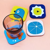 비비드 사각 컵받침 티코스터 미끄럼방지 PVC