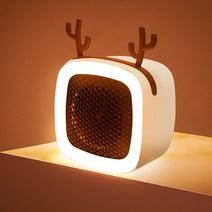 YAPOGI귀여운 미니온풍기 탁상 사무실휴대용 온풍기, 화이트 유선무드등