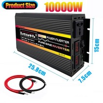 차량용인버터 순수 정현파 3000w-10000w lcd 디스플레이 태양 광 발전 인버터 12v 24v 220v 순수 사인파 전압 변압기 자동차 충전 변환기, 10000w, 220v(210-230v)60hz