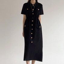 리리컬 골드버튼 니트 원피스(2col)