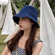 데님 청 벙거지모자 남녀공용 버킷햇 캐주얼 패션코디
