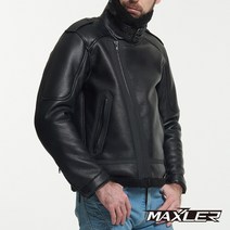 맥슬러 아크 무스탕 자켓 / Maxler ARC MUSTANG JACKET / 오토바이 보호대내장 라이더 자켓, 블랙