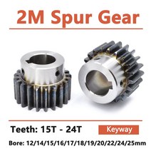 스퍼기어 스텝 키웨이 보어 스퍼 2 M 모터 기어 OD 45 탄소강 1 개 RC부품, 26.21 Teeth - 15mm  (keyway 5)
