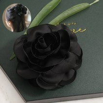 단발머리 올림머리 쉬폰 플라워 집게핀 반머리묶음 머리 예쁘게 묶기 꽃삔 블랙
