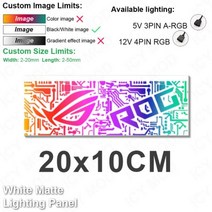 컴퓨터케이스 미들타워케이스 데스크상의케이스 매트 조명 패널 서리로 덥은 그림 슈라우드 A GPU 백 플레이트 DIY PC 케이스 맞춤형 모드 아우라 동기화 카비넷 커버 5V, Matte white 20x10, Matte white 20x10