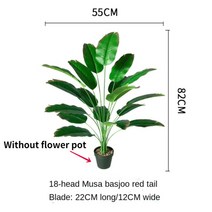 Rncyn 82cm Artificial Plant Green Banana Leaf Bird of Paradise Nordic Home Hotel Garden Office Restaurant Decoration Fake, 1box, Potless plantain B