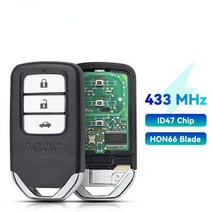 자동차키 차량용스마트키Dandkey 2/3/4/5/6/7BNT 혼다 어코드 Piot CR-V Civic 2016 - 2020 433MHz ID47 칩, 03 Model 3