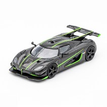 Koenigsegg Agera HKM 1:64 블랙 카본 자동차 모형 다이캐스트, 블랙 그린 에지