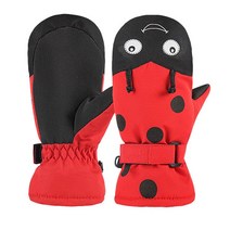 겨울장갑 Cartoon Winter Snow Warm Ski Gloves Kids Baby Rope Snowmobile Mittens waterproof Snowboard for, [02] M, [02] Red