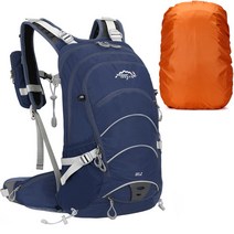 INOXTO 경량 자전거 배낭 사이클 백팩 딩백팩 트레일 러닝 등산 마라톤 20L, 네이비 백팩+빗물방지덮개