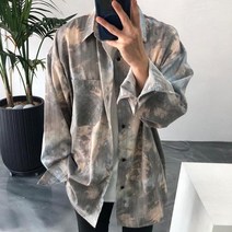 라일라이 물나염 루즈핏 남자 줄지 셔츠 남방