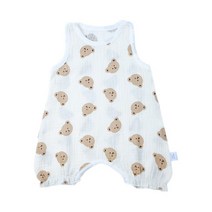 신생아옷 아기옷 여아용 민소매 점프수트 소년 만화 곰 체리 프린트 신생아 롬퍼 원피스 조끼 여름 옷