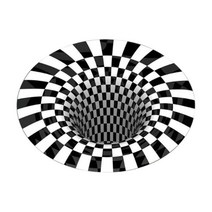 침대 옆 3D 인쇄 Llusion 깔개 미끄럼 방지 착시 깔개 검정 흰색 격자 무늬 바닥 매트