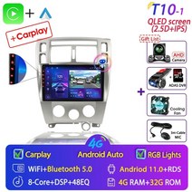 호환 카링킷 android 11 car radio for hyundai tucson 2004-2013 멀티미디어 비디오 플레이어 탐색 2 din dvd 헤드 유닛 스테레오, t10-1 64g dvr(선물)