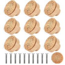 빈티지 서랍장 손잡이 나무 손잡이 둥근 직조 캐비닛 나사 옷장 드레서가 가구 하드웨어를 당깁니다 10 개, 02 YELLOW_02 40MMx30MM