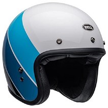 Bell Custom 500 벨 커스텀 오픈 페이스 오토바이 헬멧 솔리드 매트 블랙, 10 리프 화이트/블루