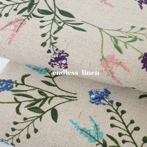 ENDLESS 11수 국내생산 대폭 린넨 프린트 패브릭 원단 2종 라벤더