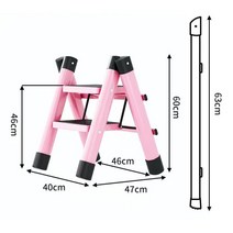 스카이퍼니처 심플한 접이식 사다리 다양한옵션, 핑크 2단, 1개