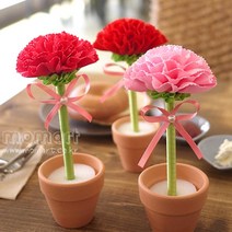 맘아트 카네이션 볼펜 완성품 화분포함 1개 어버이날, A.레드