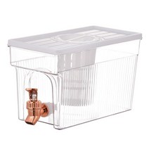 QDY 주스용 탭 가능 3L 물 용기가 있는 음료 디스펜서, 26cmx12cmx15cm, 플라스틱, 하얀색