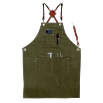 모올글래드 캔버스 7포켓 앞치마 카페 바리스타 공방 공장직영 남녀공용 심플 예쁜 앞치마모음, 캔버스 7포켓 앞치마 (가죽끈 카키)