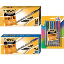 Bic Cristal Xtra 볼드 스틱 볼펜 콤보 세트: 72개의 펜 포함 다양한 패션 색상: 블랙 블루 그린 레드 퍼플 라이트 라임 그린 116142