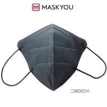 [국내제조] 마스크유 (MASKYOU) 2D 항균멸균 황토한지마스크 50매, 회색 (그레이 GY)
