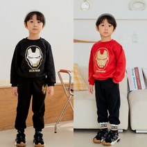 아동 남아 마블 정품 아이언맨 옷 기모 트레이닝 시보리바지
