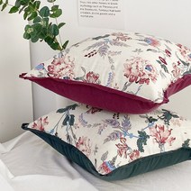 마이룸엔 올리비아 플라워 꽃무늬 고급 면 방석 쿠션 커버 50x50cm, 올리비아 쿠션 (커버+솜)_그린
