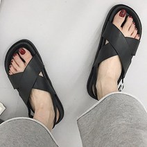 드레시백 벨리버 블랙 캐주얼 데일리 심플 빈티지 스포츠 샌들 3cm