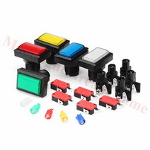 오락기 레트로 옛날오락기 가정용 오락실 게임기 5PCS 5V12V 5033mm 똑 바른 가장자리 직사각형은 아케이드 기계를위한 누름 단추를 점화했다 Jamma Mame 게임 DIY, Blue