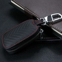 다다365 키홀더 키지갑 스마트키 파우치 모음, 01.줄무늬 가죽 키홀더-블랙, 현대