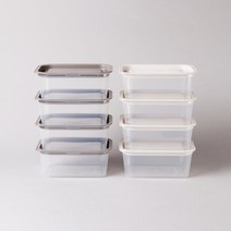 나인웨어 모던 사각 바로밥 보관용기 540ml x 8p 세트, 1세트, 용기 아이보리 4p   그레이 4p