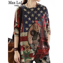 max lulu 유럽 패션 럭셔리 스타일 겨울 스웨터 니트 프린트 풀오버 캐주얼 니트웨어 코튼 점퍼