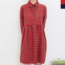 무드 있는 체크 패턴의 스탠다드 핏감의 카라넥 미니원피스