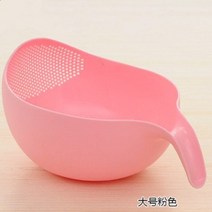 과일세척기 야채세척기 손잡이가있는 주방 쌀 세척기 배수 바구니 가정용 야채 및 과일 쌀, 핑크 - 엘