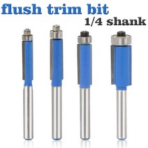 트리머 비트 세트 홀쏘 목공 탁상 드릴 베어링 도구 엔드밀 밀링 커터가있는 목재 트리밍 커터 용 4pcs 14 생크 플러시 트림 라우터