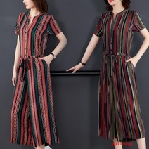 puildaug 점프 수트 여성 여름 높은 허리 슬리밍 점프 수트 꽃 칼라 코튼 짧은 소매 패션 9 와이드 다리 바지