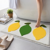 크로스 보더 욕실 면 발매트, 50x 80cm, 레몬 화이트