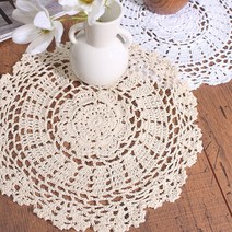 웨이브 뜨개 도일리 크로쉐 30cm (2colors), 화이트