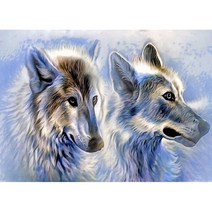 은빛 늑대 캔버스 보석십자수 40x50, 없음