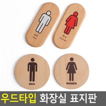 예쁜 화장실 도어사인 우드 표지판 2개 기숙사 매장 식당 간판 가게 안내판 1인창업, 원형 남