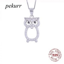부엉이 목걸이 Pekurr-925 스털링 실버 나이트 올빼미 여성을 위한 크리스탈 플라이 버드 이글 펜던트 초커 패션 쥬얼리 선물