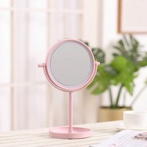 터치센서 조립식 휴대용 LED 조명 탁상 손 거울 핑크 분장거울 화장거울