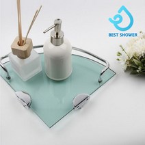 베스트샤워 강화유리 코너선반(국산)화장실선반 유리 욕실선반, 강화유리 코너선반(국산)