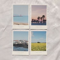 쇼핑오션메리필름 제주도 폴라로이드 여행 엽서 set (4장) 종이카드 기념카드 폴라로이드여행엽서 여행엽서 우편엽서+dhtustyvld, 해피상품, 해피상품
